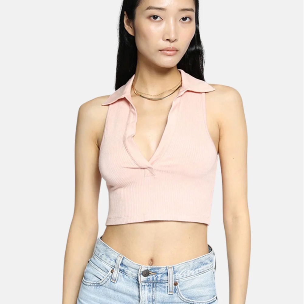 NWOT The Range Alloy Rib Sleeveless Cropped Polo